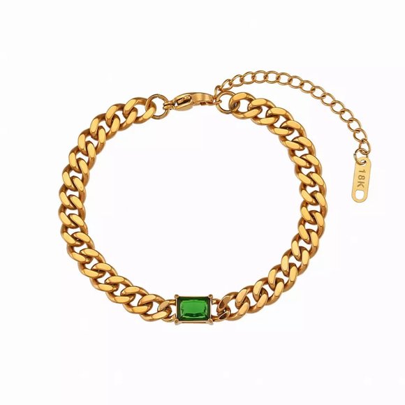 18k Gold Plating Cuban Bracelet Cubic Zerconia - Pick Color - Picture 8 of 8